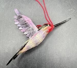 Handcrafted Hand Painted Wood Hummingbird Christmas Ornament -55D